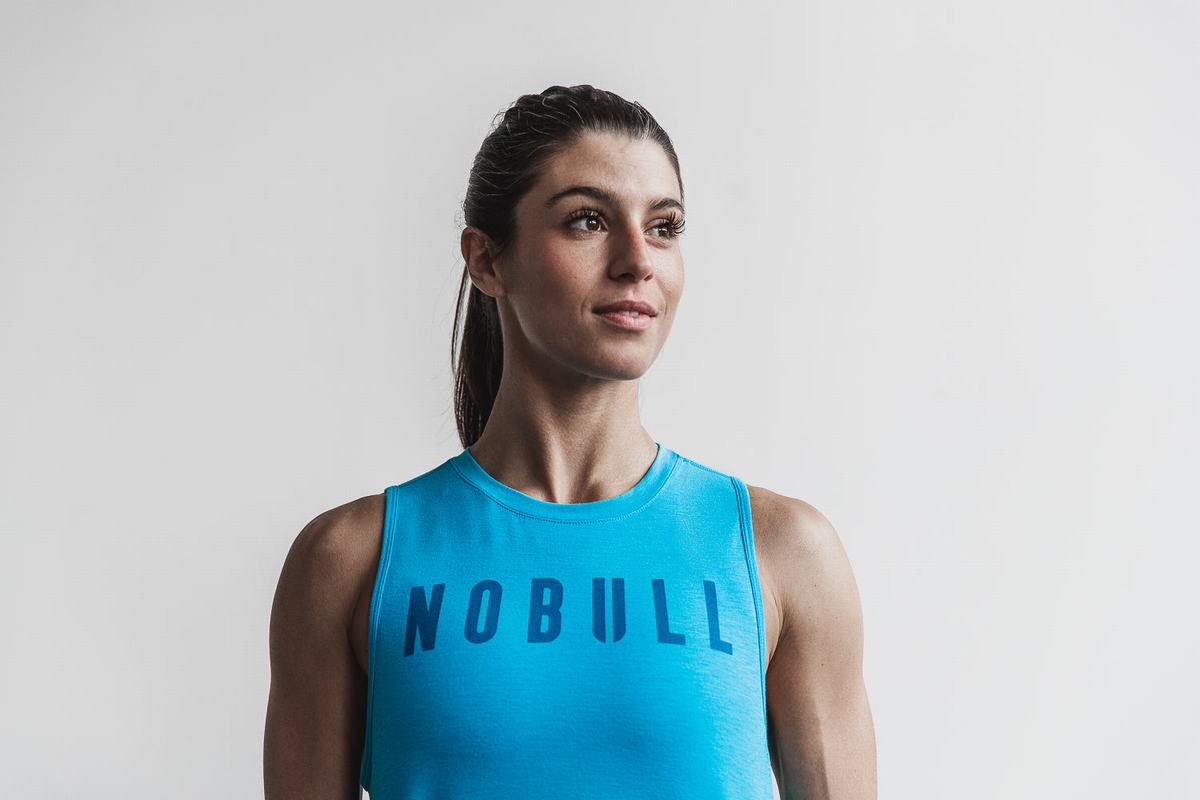 Nobull Muscle Neon Women's Tank Tops Blue | Australia (HF0251)